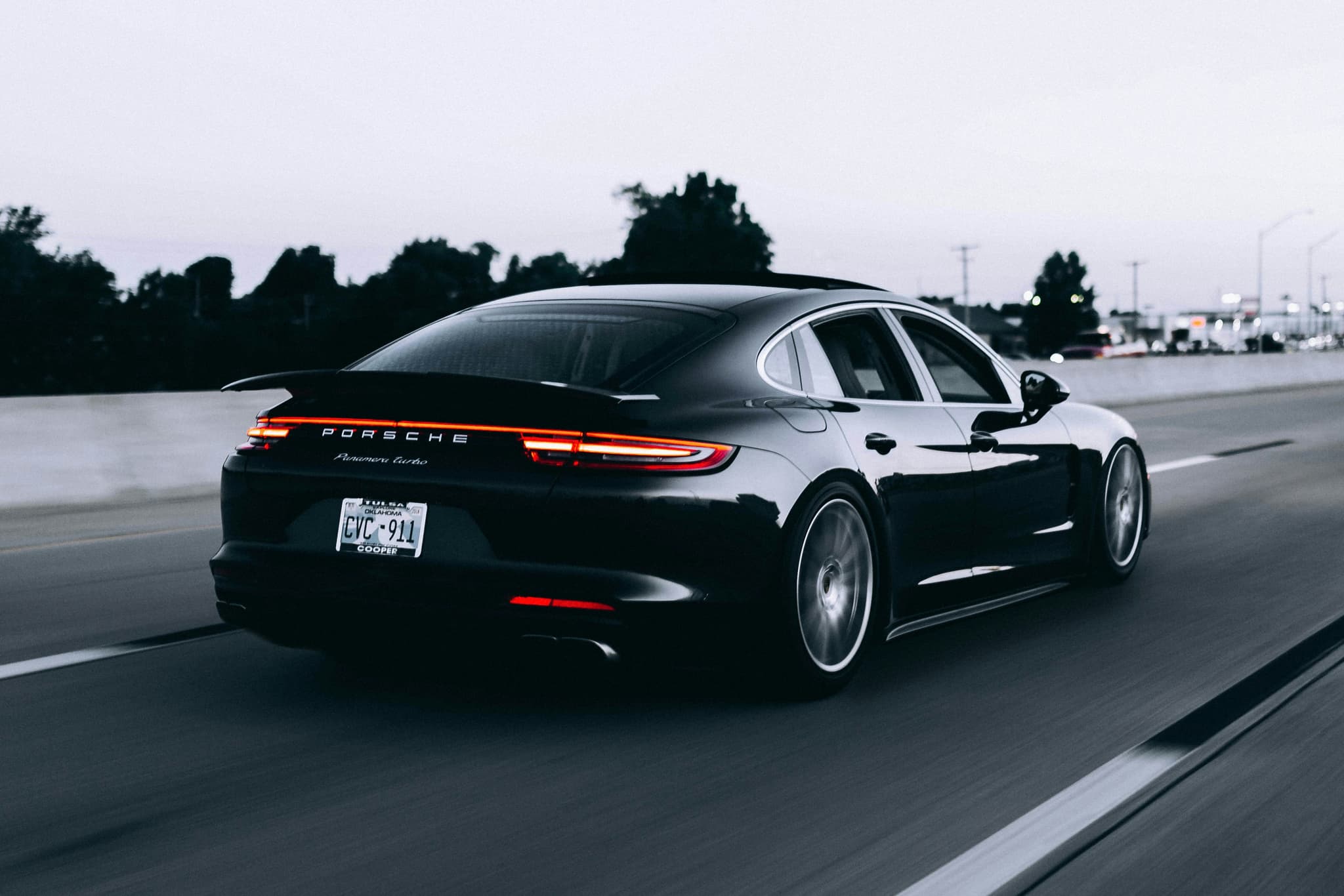 Luxury rental car on scenic road