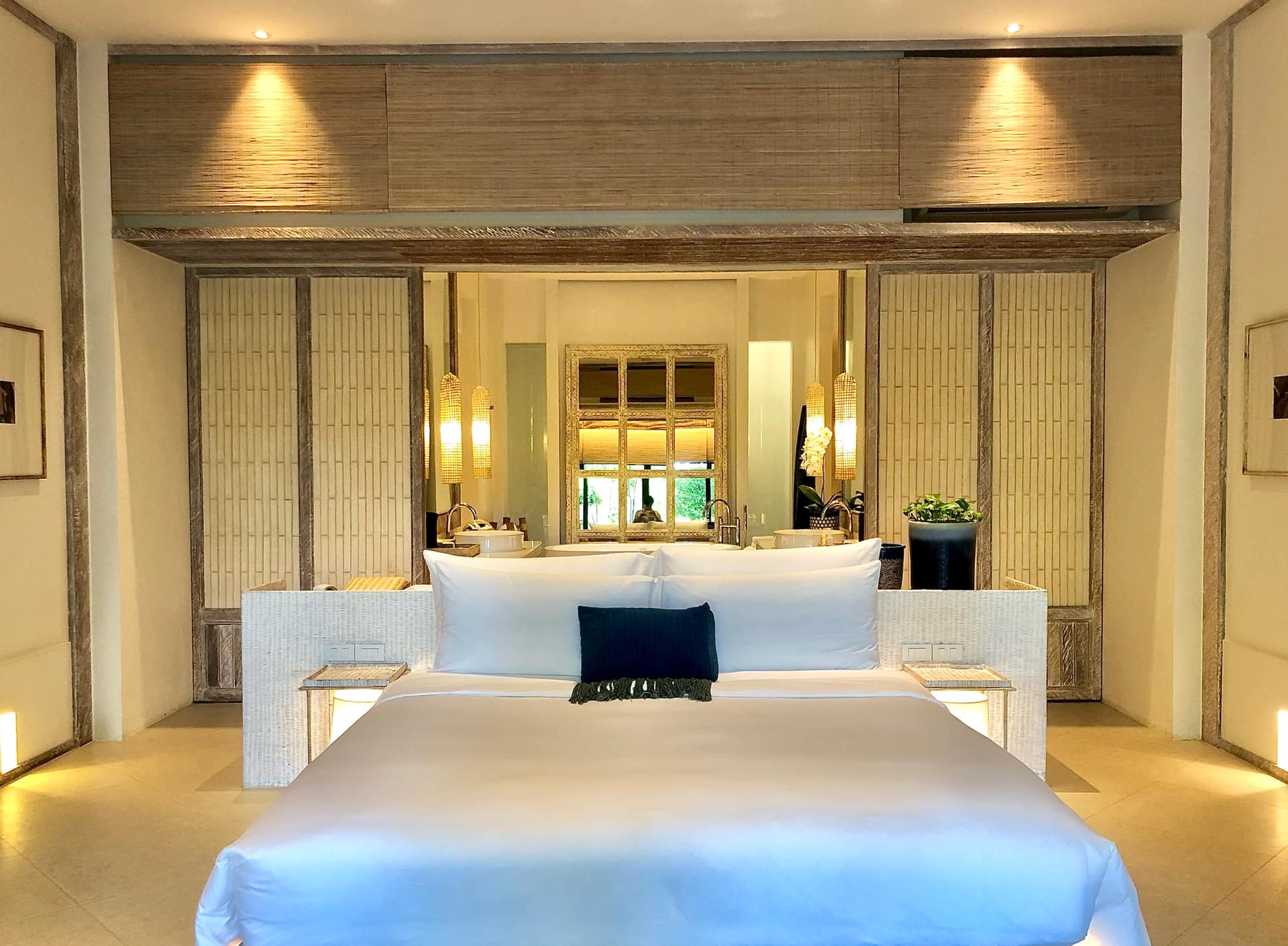 Luxury hotel room with city view